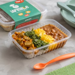 Lacomidinha Frango com Quiabo e Purê de Baroa